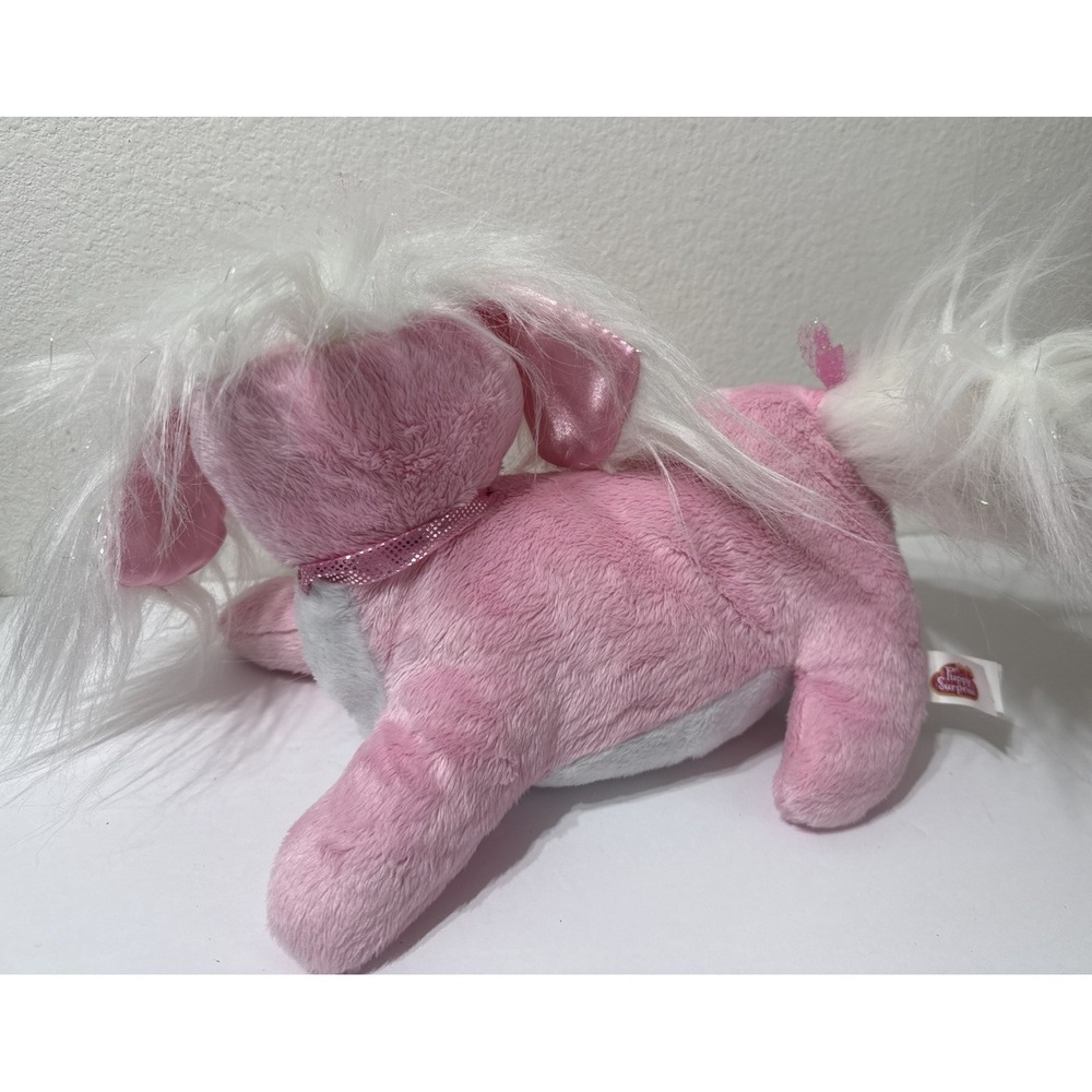 PUPPY SURPRISE Plush Toy Dog /puppies 2014 Pink White Sparkle Bow Stuffed Animal - Picture 9 of 13